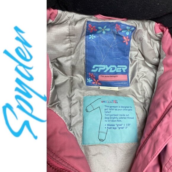 SPYDER Vintage Girl's Pink Retro Tie Dye Ski Snow Jumpsuit Stowed Hood, Size 5 - Picture 11 of 15